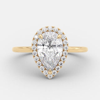 2.5 CT Pear Halo Style Moissanite Engagement Ring - Barbara Maison 