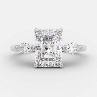 2.54 CT Radiant Three Stone Moissanite Engagement Ring - Barbara Maison 