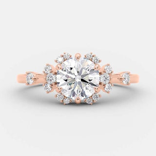 1.0 CT Round Cut Cluster Art Deco Style Moissanite Engagement Ring - Barbara Maison 