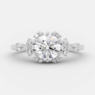 1.0 CT Round Cut Cluster Art Deco Style Moissanite Engagement Ring - Barbara Maison 