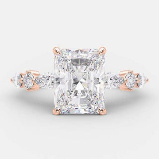 2.43 CT Radiant Pave Setting Moissanite Engagement Ring - Barbara Maison 