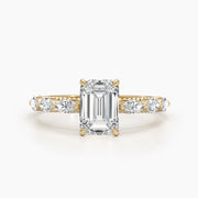 1.71ct Emerald E- VS Pave Diamond Engagement Ring