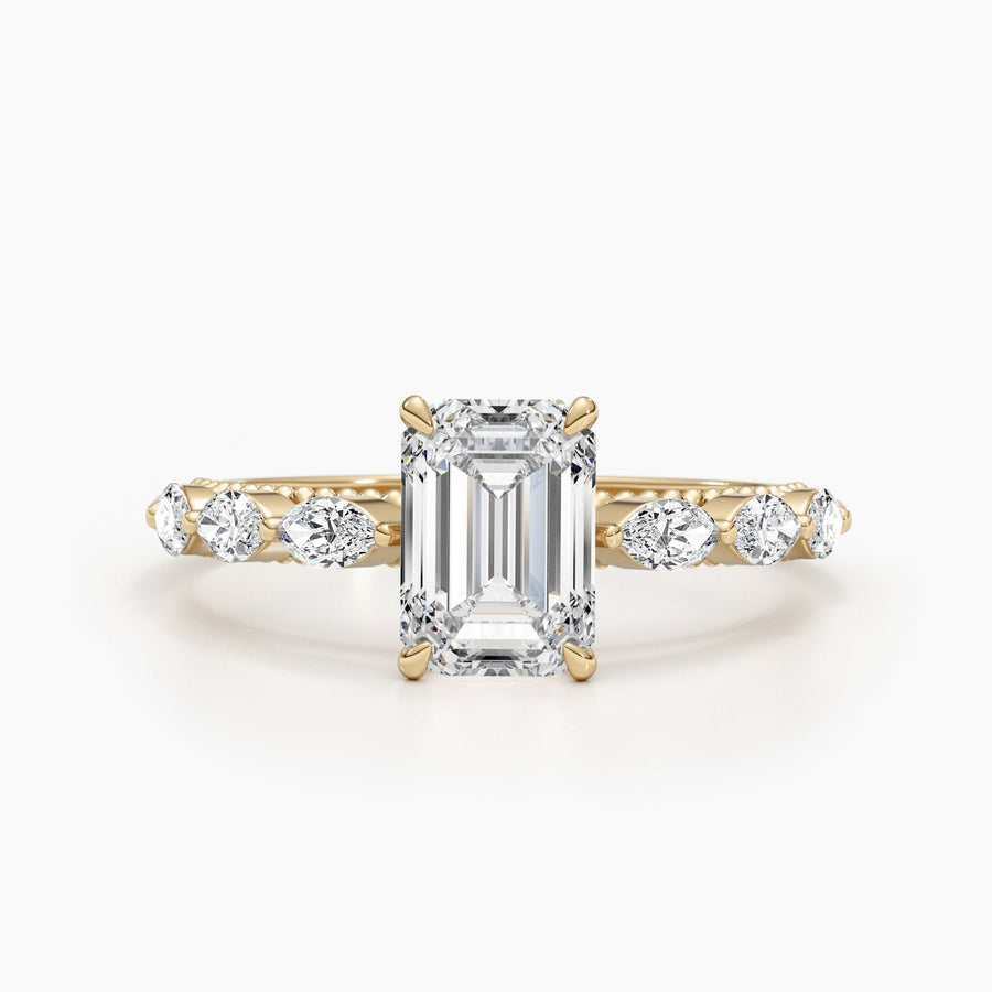 1.71ct Emerald E- VS Pave Diamond Engagement Ring