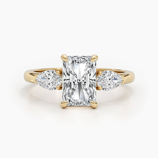 2.62ct Radiant E- VS 3 Stones Diamond Engagement Ring