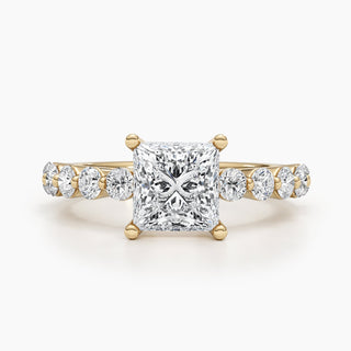 1.5ct Princess F- VS Pave Diamond Engagement Ring