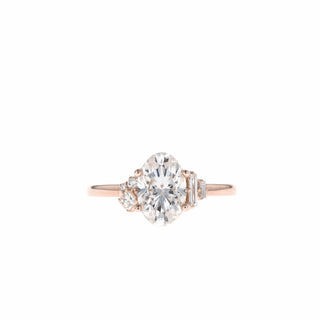 1.41 CT Oval Cut Cluster Moissanite Engagement Ring - Barbara Maison 