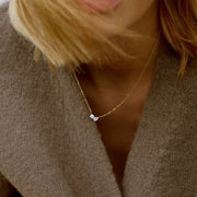 0.42 TCW Round & Pear Moissanite Diamond Two Stones Pendent Necklace - Barbara Maison 