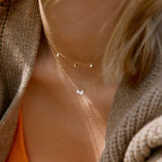 0.42 TCW Round & Pear Moissanite Diamond Two Stones Pendent Necklace - Barbara Maison 