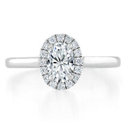 0.75 CT Oval Cut Halo Moissanite Engagement Ring - Barbara Maison 