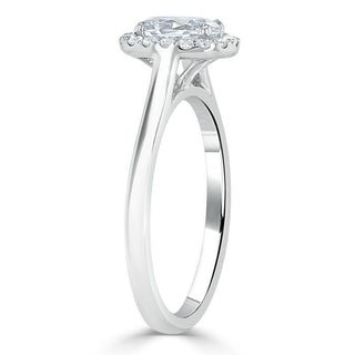 0.75 CT Oval Cut Halo Moissanite Engagement Ring - Barbara Maison 