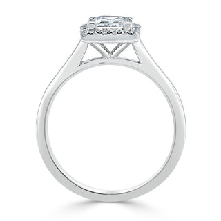 1.0 CT Princess Cut Halo Moissanite Engagement Ring - Barbara Maison 