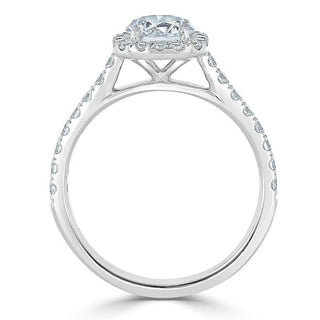 0.75 CT Round Cut Halo Pave Moissanite Engagement Ring - Barbara Maison 