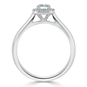 0.75 CT Emerald Cut Halo Moissanite Engagement Ring - Barbara Maison 