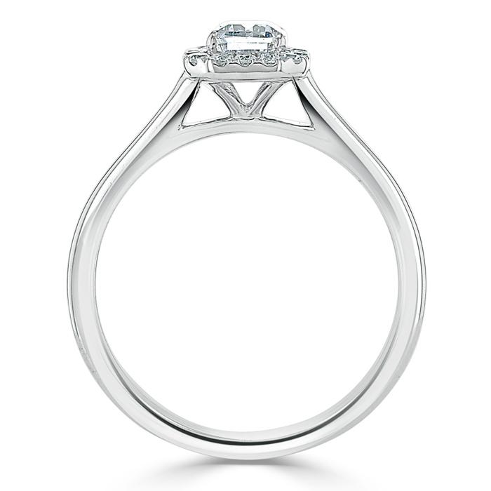 0.75 CT Emerald Cut Halo Moissanite Engagement Ring - Barbara Maison 