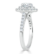 0.75 CT Round Cut Double Halo Moissanite Engagement Ring With Pave Setting - Barbara Maison 