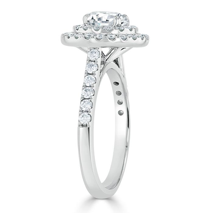 0.75 CT Round Cut Double Halo Moissanite Engagement Ring With Pave Setting - Barbara Maison 