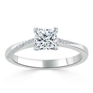 0.75 CT Princess Cut Solitaire Moissanite Engagement Ring - Barbara Maison 