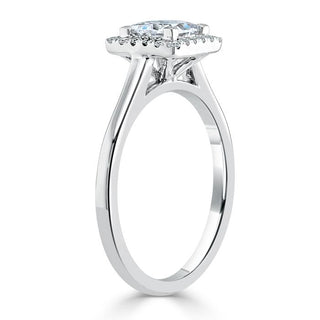 1.0 CT Princess Cut Halo Moissanite Engagement Ring - Barbara Maison 