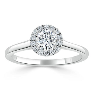 0.75 CT Round Cut Halo Moissanite Engagement Ring - Barbara Maison 