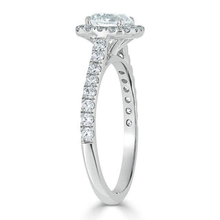 0.75 CT Round Cut Halo Pave Moissanite Engagement Ring - Barbara Maison 