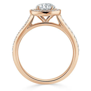 0.75 CT Round Cut Halo Pave Moissanite Engagement Ring - Barbara Maison 