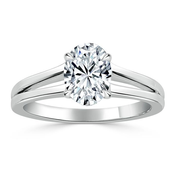 0.94 CT Oval Cut Solitaire Moissanite Engagement Ring - Barbara Maison 