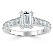 0.75 CT Emerald Cut Solitaire Moissanite Engagement Ring - Barbara Maison 