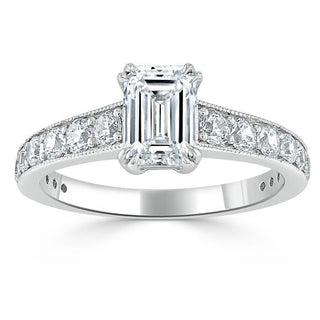 0.75 CT Emerald Cut Solitaire Moissanite Engagement Ring - Barbara Maison 