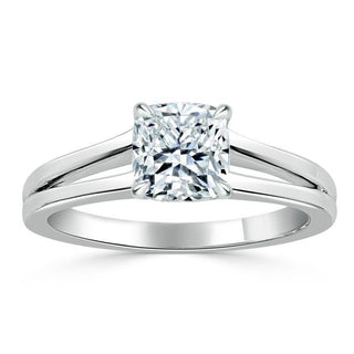 1.0 CT Cushion Cut Solitaire Split Shank Setting Moissanite Engagement Ring - Barbara Maison 