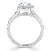 1.35 Round Cut Halo Split Shank Setting Moissanite Engagement Ring - Barbara Maison 