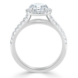 1.35 Round Cut Halo Split Shank Setting Moissanite Engagement Ring - Barbara Maison 