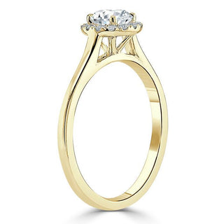 0.75 CT Round Cut Halo Moissanite Engagement Ring - Barbara Maison 