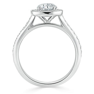 0.75 CT Round Cut Halo Pave Moissanite Engagement Ring - Barbara Maison 