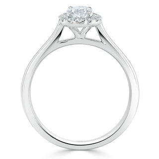 0.75 CT Oval Cut Halo Moissanite Engagement Ring - Barbara Maison 