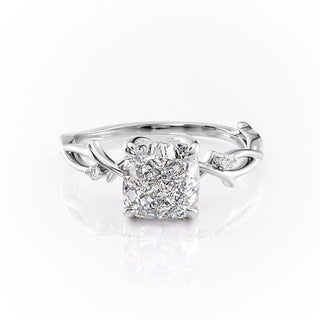 2.54 CT Cushion Cut Twig Style Pave Moissanite Engagement Ring - Barbara Maison 