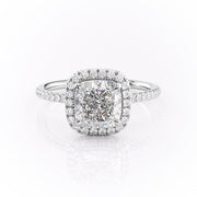 2.54 CT Cushion Cut Halo Style Moissanite Engagement Ring - Barbara Maison 