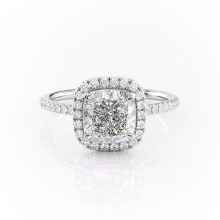 2.54 CT Cushion Cut Halo Style Moissanite Engagement Ring - Barbara Maison 