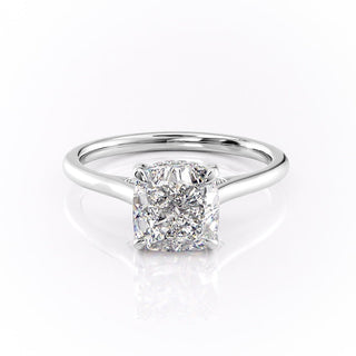 2.15 CT Cushion Cut Solitaire Moissanite Engagement Ring - Barbara Maison 