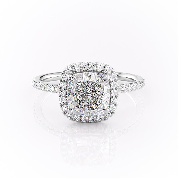 2.54 CT Cushion Cut Halo Style Moissanite Engagement Ring - Barbara Maison 