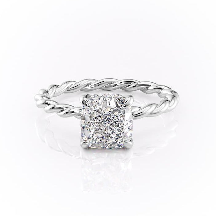 2.15 CT Cushion Cut Twisted Band Moissanite Engagement Ring - Barbara Maison 