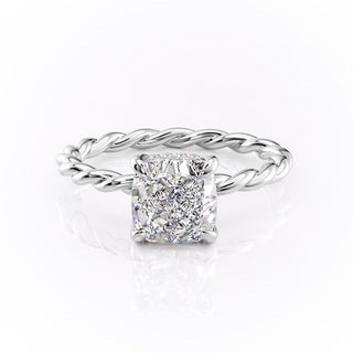 2.15 CT Cushion Cut Twisted Band Moissanite Engagement Ring - Barbara Maison 