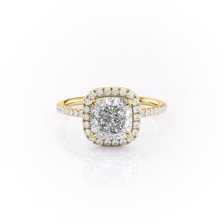 2.54 CT Cushion Cut Halo Style Moissanite Engagement Ring - Barbara Maison 