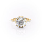 2.54 CT Cushion Cut Halo Style Moissanite Engagement Ring - Barbara Maison 