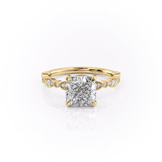 2.15 CT Cushion Cut Pave Moissanite Engagement Ring - Barbara Maison 