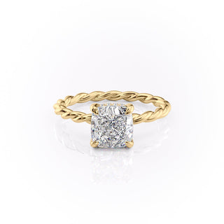 2.15 CT Cushion Cut Twisted Band Moissanite Engagement Ring - Barbara Maison 