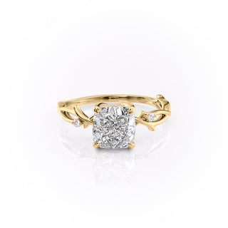 2.54 CT Cushion Cut Twig Style Pave Moissanite Engagement Ring - Barbara Maison 