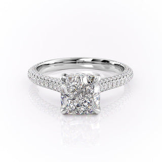 2.54 CT Cushion Cut Pave Setting Moissanite Engagement Ring - Barbara Maison 