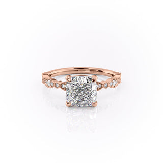 2.15 CT Cushion Cut Pave Moissanite Engagement Ring - Barbara Maison 