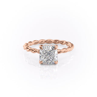 2.15 CT Cushion Cut Twisted Band Moissanite Engagement Ring - Barbara Maison 