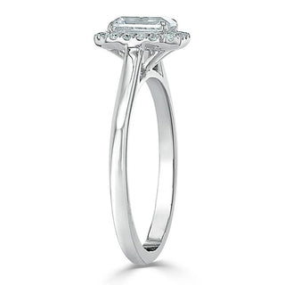 0.75 CT Emerald Cut Halo Moissanite Engagement Ring - Barbara Maison 